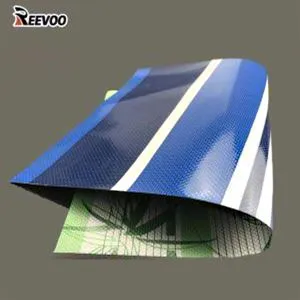 500D 18x{2}}.40 Grubość Wodoodporna tkanina plandekowa z PVC w niebieskie paski